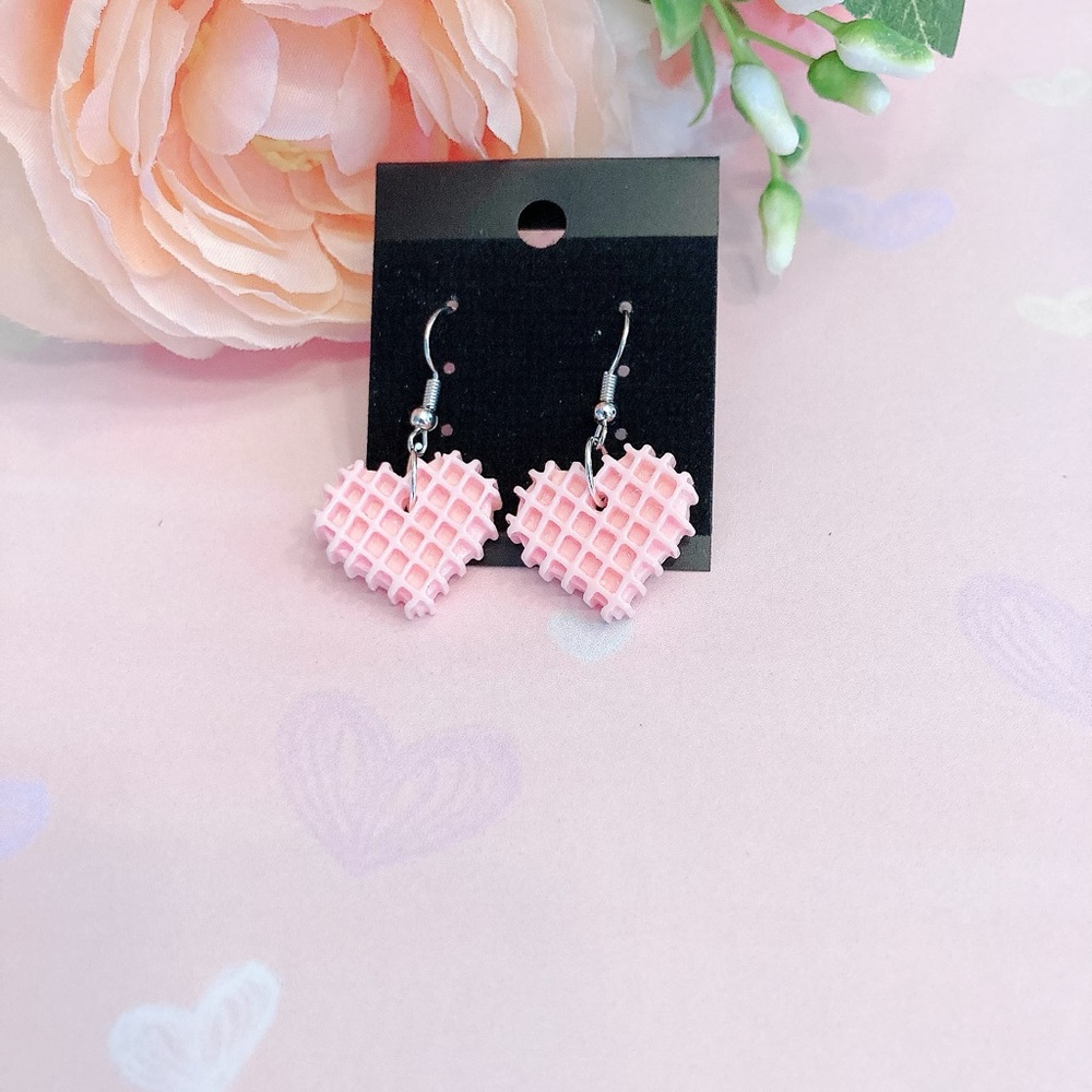 Pink heart shaped earrings